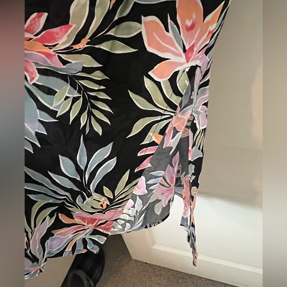 Billabong Black Midi Slip Dress with Pink & Pastel Floral Print Women’s large - Picture 9 of 15